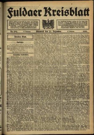 Zweite Ausgabe vom Mittwoch, den 21. Dezember 1910.