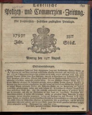 33tes Stueck, Montag den 19ten August 1793