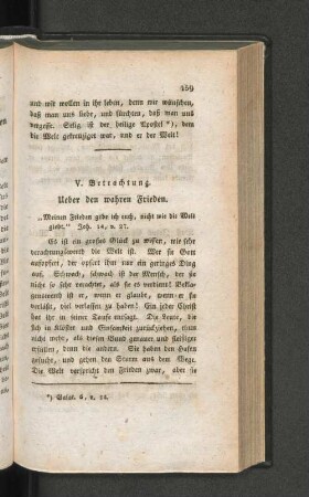 V. Betrachtung. Ueber den wahren Frieden.