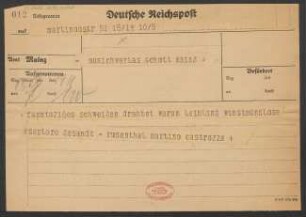 Brief an B. Schott's Söhne : 15.09.1930