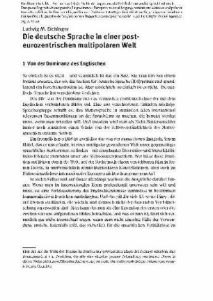 Die deutsche Sprache in einer post-eurozentrischen multipolaren Welt