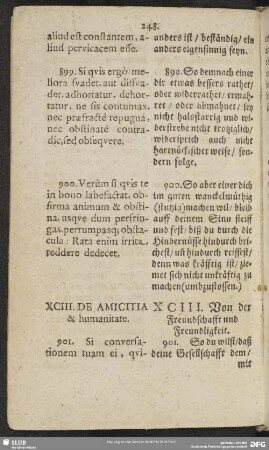 XCIII. De Amicitia & humanitate