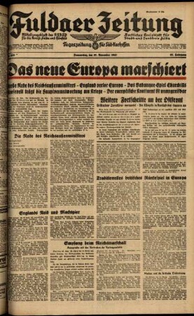 Ausgabe vom Donnerstag, den 27. November 1941.