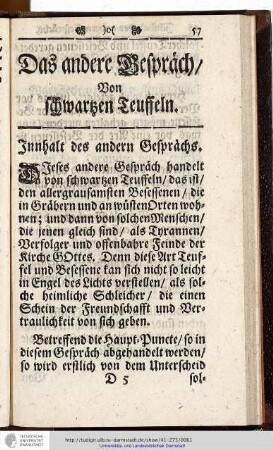 Das andere Gespräch / Von schwarzen Teuffeln
