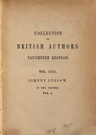 Johnny Ludlow : in two volumes, 1