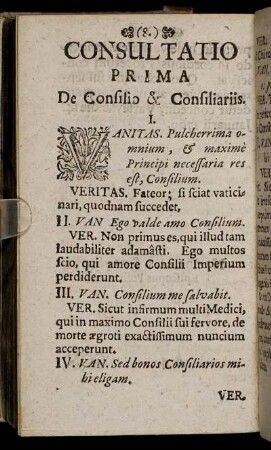 Consultatio Prima De Consilio & Consiliariis. - Consultatio Quinta. De Legatis & Legationibus.