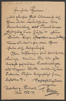 Brief an B. Schott's Söhne : 05.01.1914