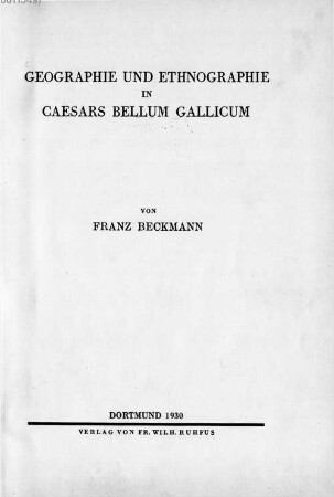 Geographie und Ethnographie in Caesars Bellum Gallicum