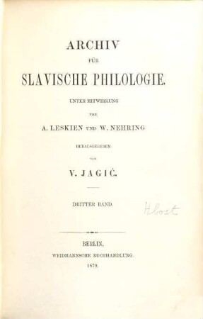 Archiv für slavische Philologie. 3, 3. 1879
