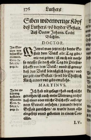 Siben widerwertige Köpf deß Luthers/ vo[n] beider Gestalt. [...]