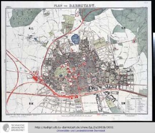 Plan von Darmstadt. Bearb. vom Städt. Vermessungsamte. 1.Aufl. Darmstadt: Welzbacher, 1901