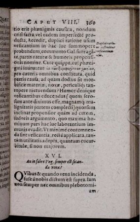 XVI. An in febre Ung. semper est secanda vena?