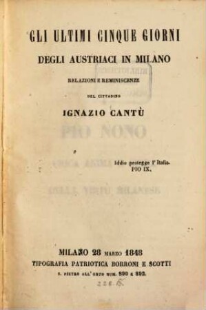 Gli ultimi cinque giorni degli Austriaci in Milano
