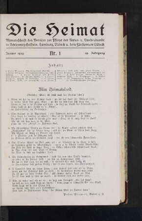 Januar 1929, Nr. 1, 39. Jahrgang