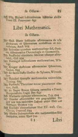 Libri Mathematici. In Octavo
