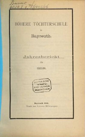 Jahres-Bericht. 1885/86