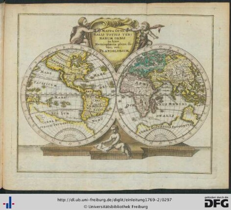 Mappa Generalis Totius Terrarum Orbis in bina Hemisphaeria plana divisi, seu Planiglobum.
