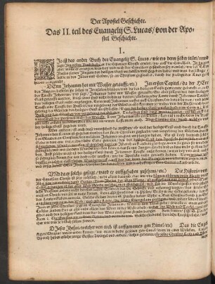 Das II. teil des Evangelii S. Lucas/ von der Apostel Geschichte.