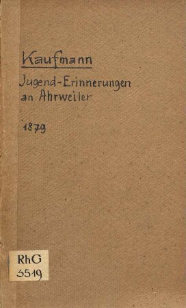 Jugend-Erinnerungen an Ahrweiler