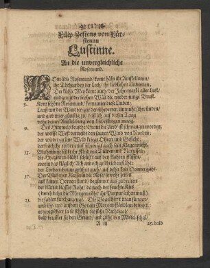 Filip-Zesiens von Fürstenau Lustinne. An die unvergleichliche Rosemund.