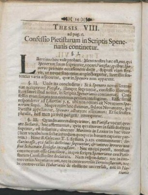 Thesis VIII. ad pag. 6. Confessio Pietistarum in Scriptis Spenerianis continetur.