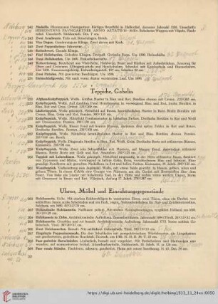 Uhren, Möbel und Einrichtungsgegenstände (Nr. 262-325)