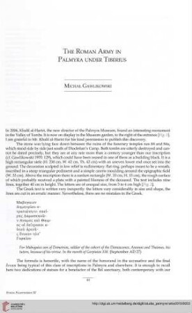11: The Roman army in Palmyra under the Tiberius