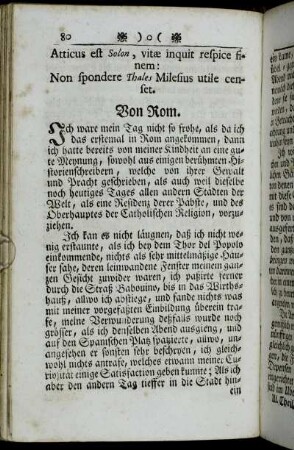 Von Rom. - Von dem irrdischen Paradiß.