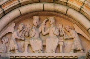 Frankreich. Alsace. Haut Rhin. Kaysersberg. Portal Kirche de Sainte Croix