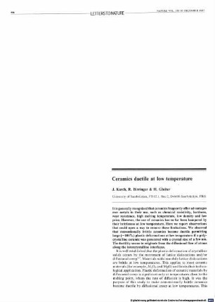 Ceramics ductile at low temperature