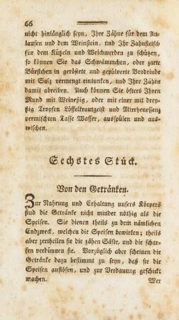 Sechstes Stück. Von den Getränken