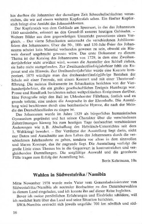 Wahlen in Südwestafrika/Namibia