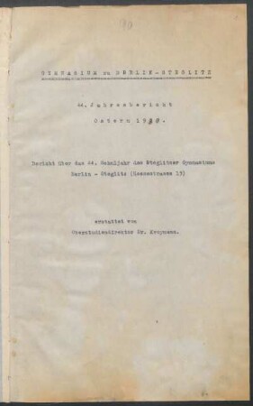 1929/30: Jahresbericht Ostern ... - 1929/30