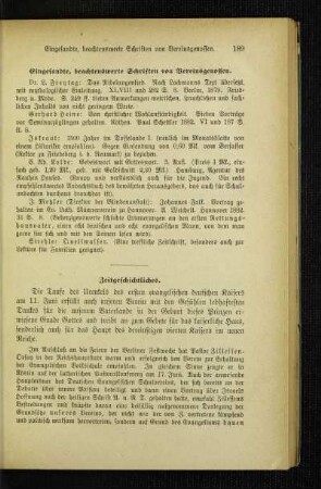Eingesandte, beachtenswerte Schriften von Vereinsgenossen