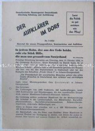 Flugschrift der DBD aus der Reihe "Der Aufklärer im Dorf" über das Verhältnis zur Dowjetunion