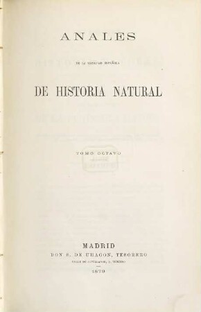 Anales de la Sociedad Española de Historia Natural, 8. 1879