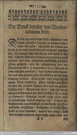 Der Druck-besteller dem Warheit liebenden Leser