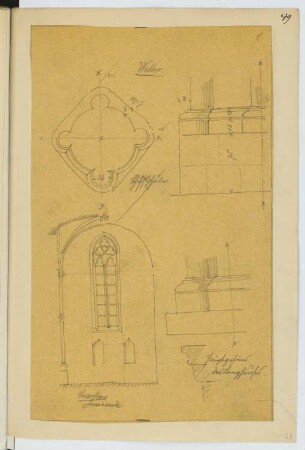 Stiftskirche, Wetter: Details (aus: Skizzen- und Fotoalbum 19)