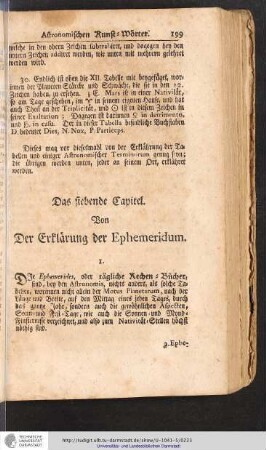 Von der Erklärung der Ephemeridum
