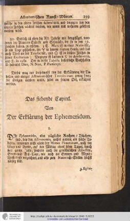 Von der Erklärung der Ephemeridum