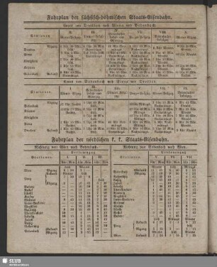 Fahrplan der sächsisch-böhmischen Staats-Eisenbahn