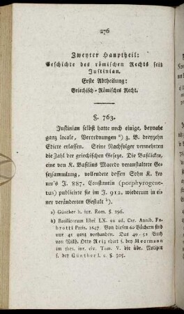 Zweyter Hauptheil: Geschichte des römischen Rechts seit Justinian.