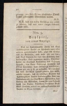 226-231, Nro. 9. Beyspiel, von einer Anzeige.