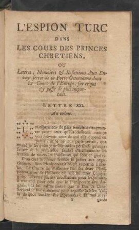 Lettre XXI. Au même