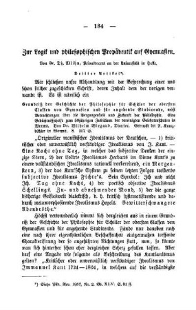 Zur Logik und philosophischen Propädeutik auf Gymnasien : zweiter Artikel