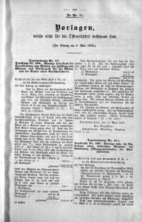 Vorlagen welche nicht für die Oeffentlichkeit bestimmt sind., 06. Mai 1903