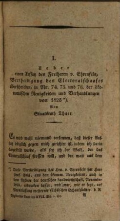 Möglinsche Annalen der Landwirthschaft. 17, 17. 1826