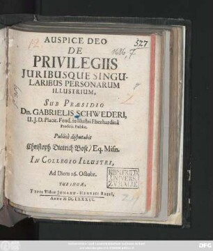 De Privilegiis Iuribusque Singularibus Personarum Illustrium