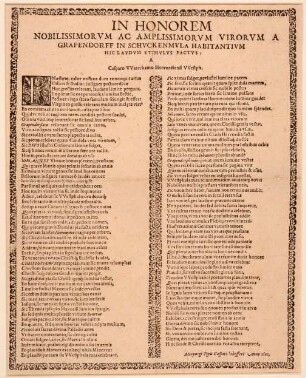 In honorem nobilissimorum ac amplissimorum virorum a Grapendorff in Schuckenmula habitantium ...