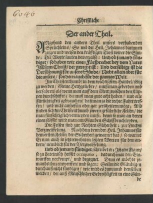 Der ander Theil. [Zum Andern von dem kräfftigem Trost wider die Sünde.]